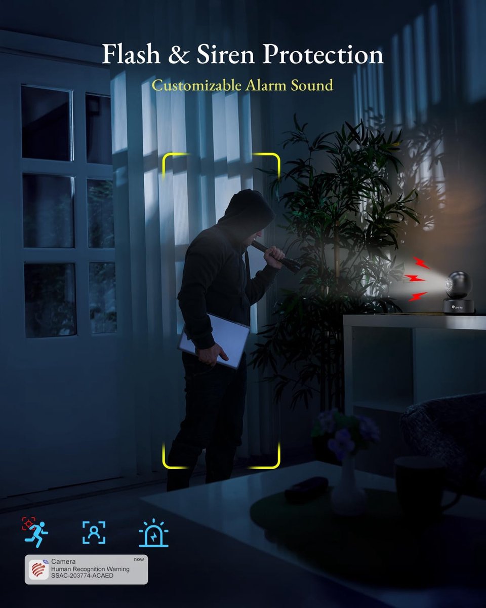 SnelShoppen - 2.5K 4MP WLAN Beveiligingscamera Binnen, 355°/120° PTZ Beweging, Nachtzicht, 2-Weg Audio, 8 Voorkeursposities, 2.4/5GHz WiFi