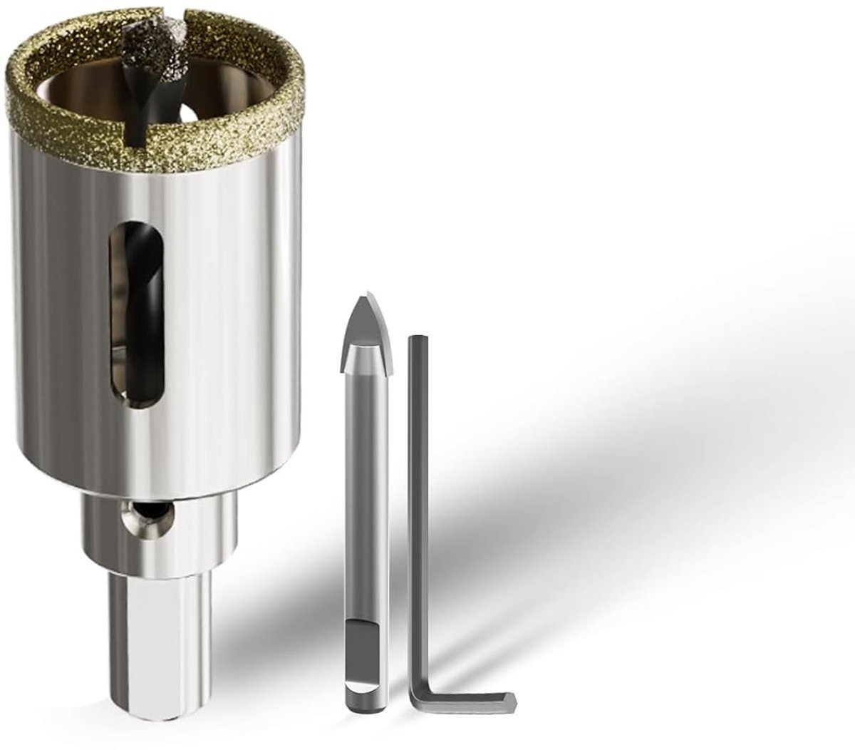 SnelShoppen - 28mm Glas Boor Houtzaag met 2 Centreringsboren - Hoge Kwaliteit Diamant Snijkant voor Glas, Tegel, Keramiek, Marmer, Kalksteen
