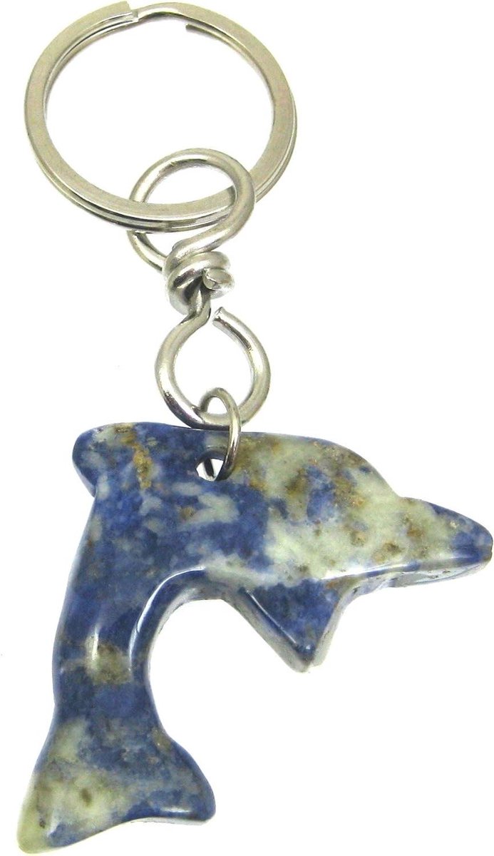 Dolfijn Hanger - Sodaliet Steen - Decoratieve Sfeer - Uniek Natuurproduct - 1 stuk - Blauw