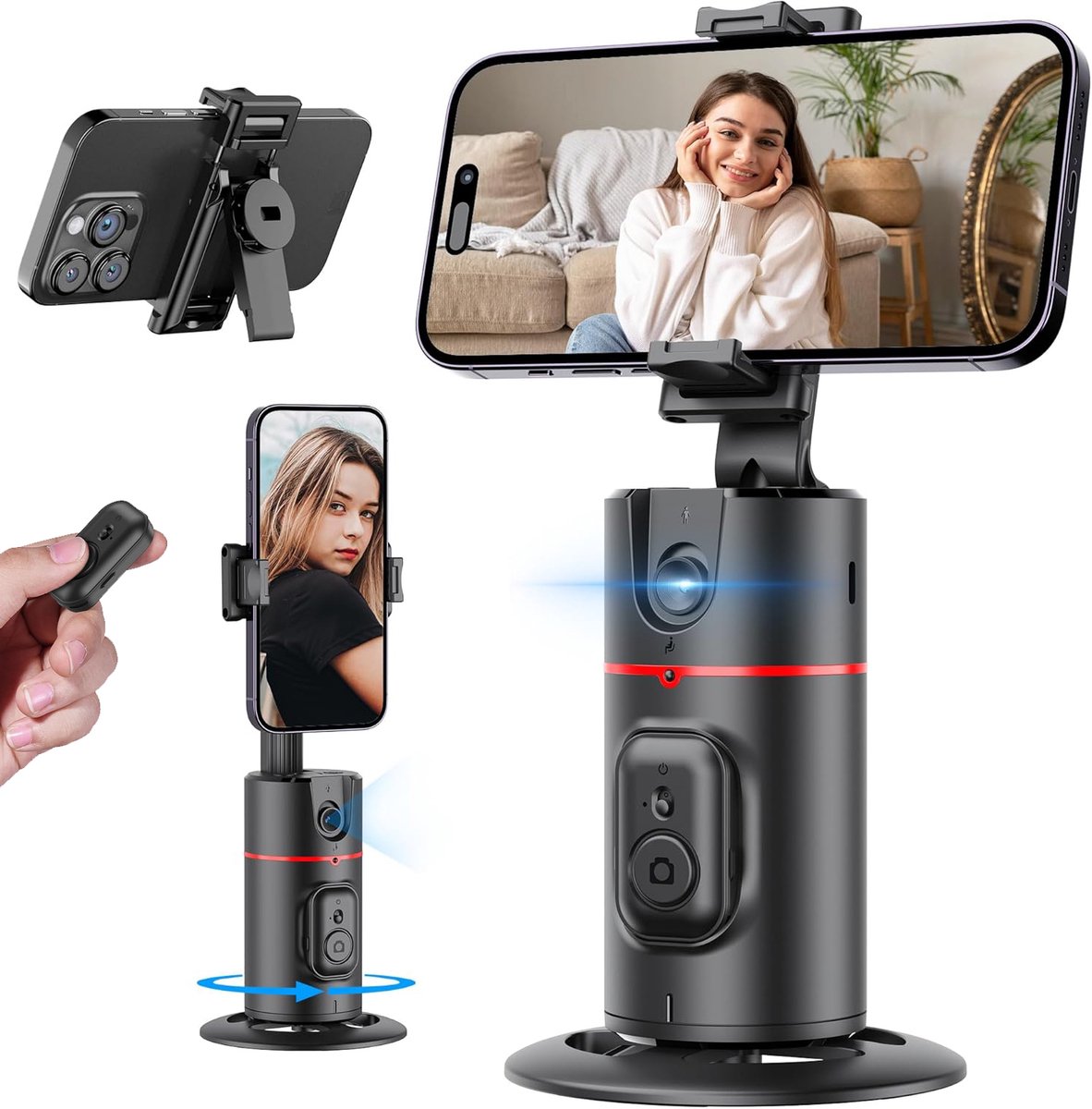 Statief Met Automatische Gezichtsherkenning - 360° Smart Shooting Telefoonhouder - Bevestiging Voor Bodytrackingcamera - Camerastatief Met Afstandsbediening