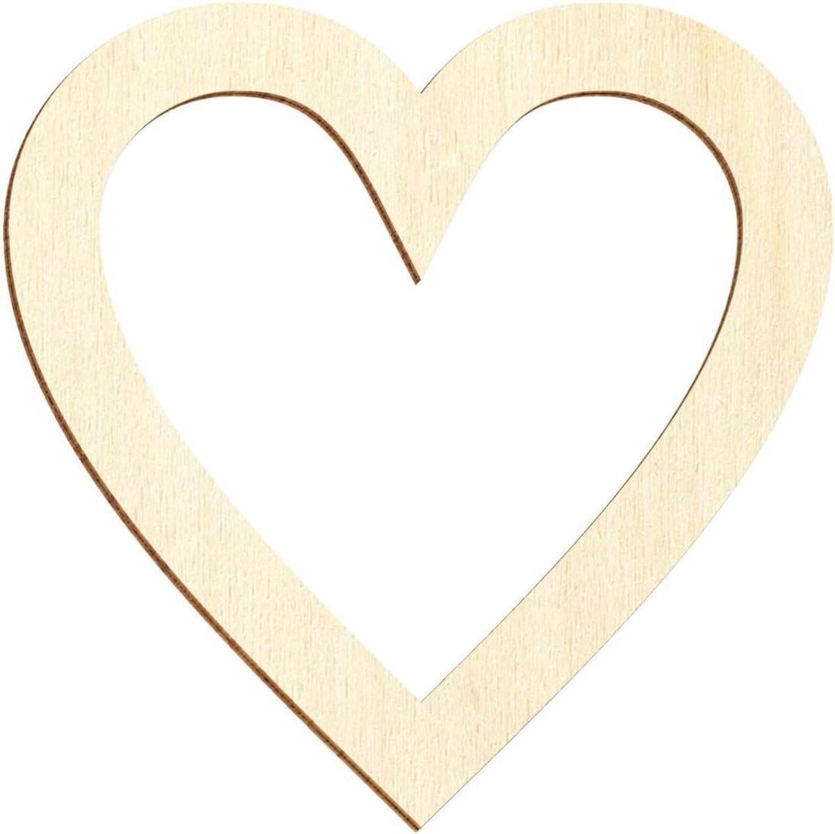 Houten Hartkaders - Decoratie Knutselen - Creatief Versieren - Gelaserd Natuurlijk Hout - 10cm 100 Stuks - Natuurlijk Hout