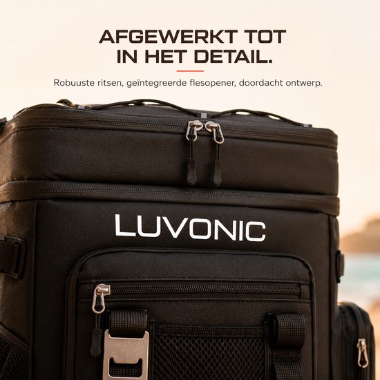 Luvonic® Koeltas Rugzak - 30 Liter Koelrugzak voor 48 Blikjes - Waterdicht & Lekvrij - Premium Koeltas voor Strand, Festival & Camping - Zwart van luvonic — afbeelding 4