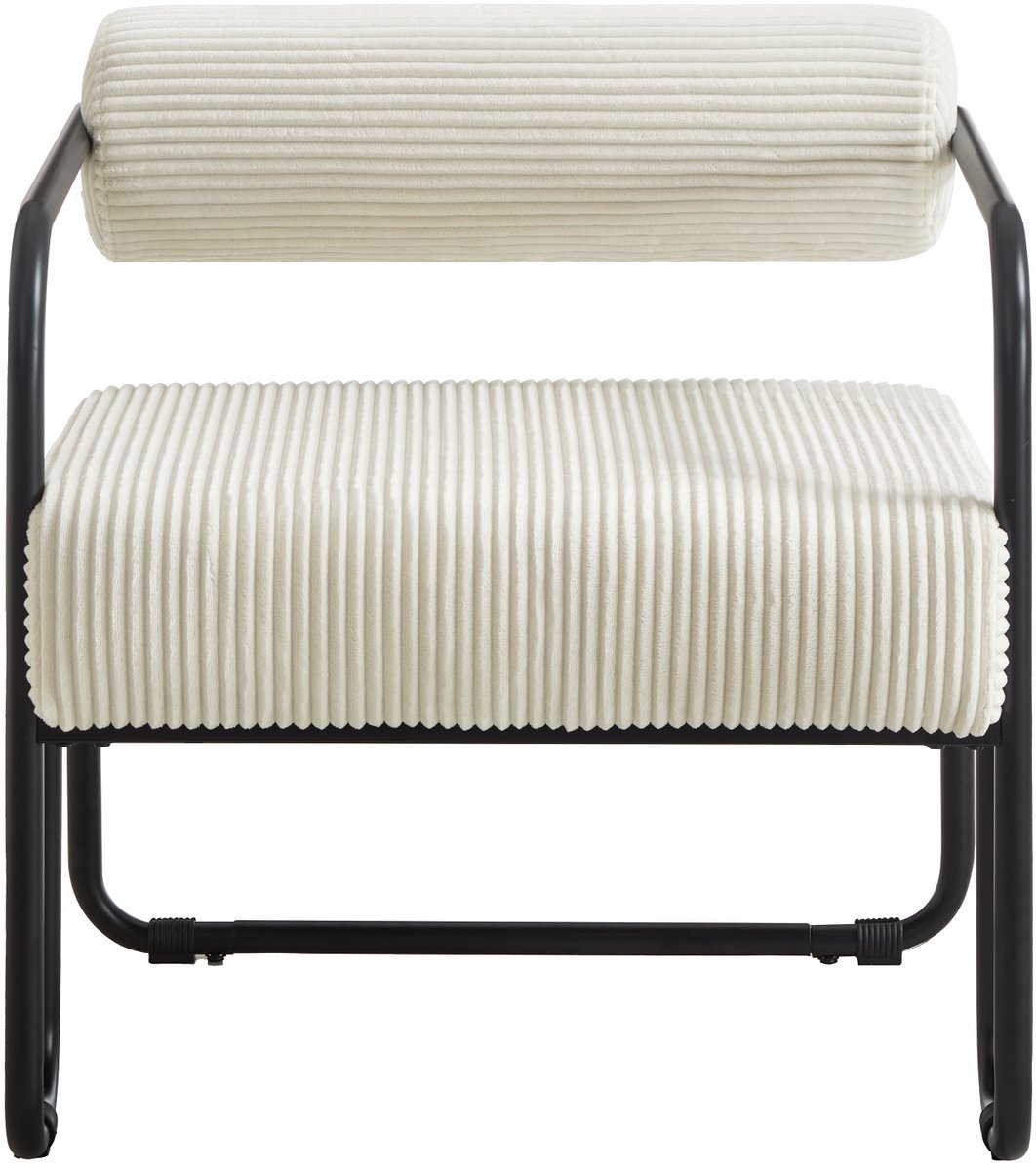 Moderner Lounge-Sessel mit stilvoller Rückenlehne 68.5×73×70.5CM – Bezug aus weichem Corduroy & schwarzem Metallgestell. Minimalistisches Design für Wohnzimmer, Schlafzimmer oder Büro