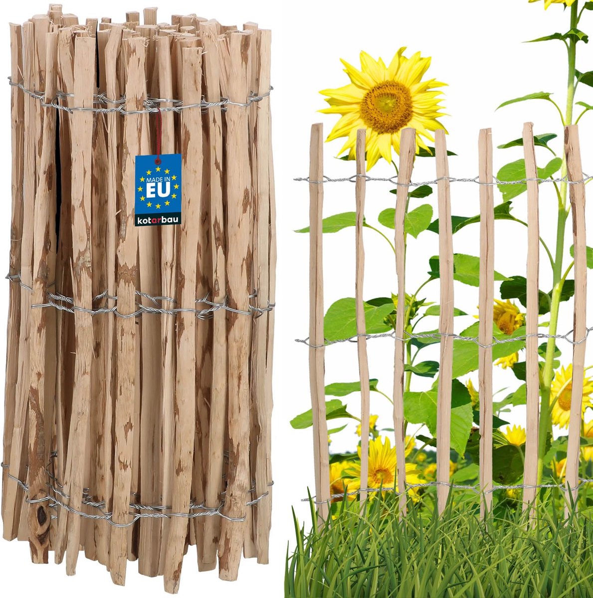 KOTARBAU Bloembedrand, Tuinafscheiding, Houten Tuinhek 0,8x5m, Schapenhek