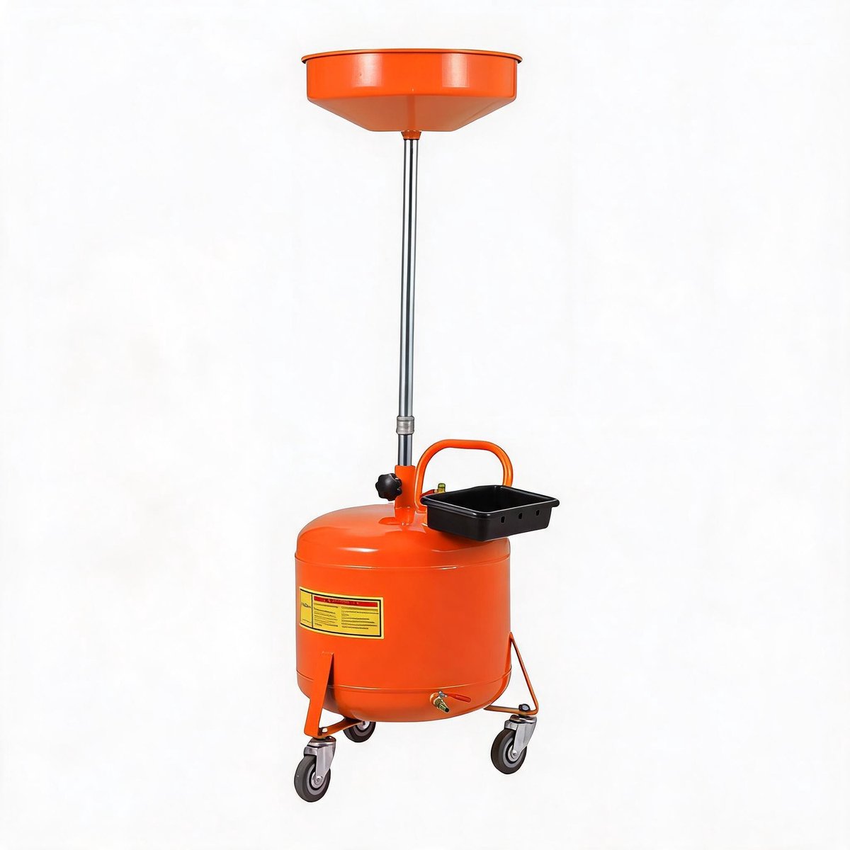 30L Olie-Opvangwagen - Luchtbediende Olieopvangtank met Wielen en Verstelbare Trechter -Verstelbare Hoogte 71-157 cm - Oranje