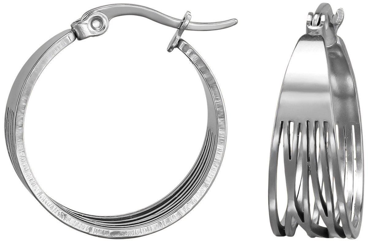 Joy Ibiza - oorbellen 22 mm - oorringen fantasie met streepjes / lijntjes - 7 x 22 mm - Franse sluiting - lijnen - chirurgisch staal - ip/pvd
