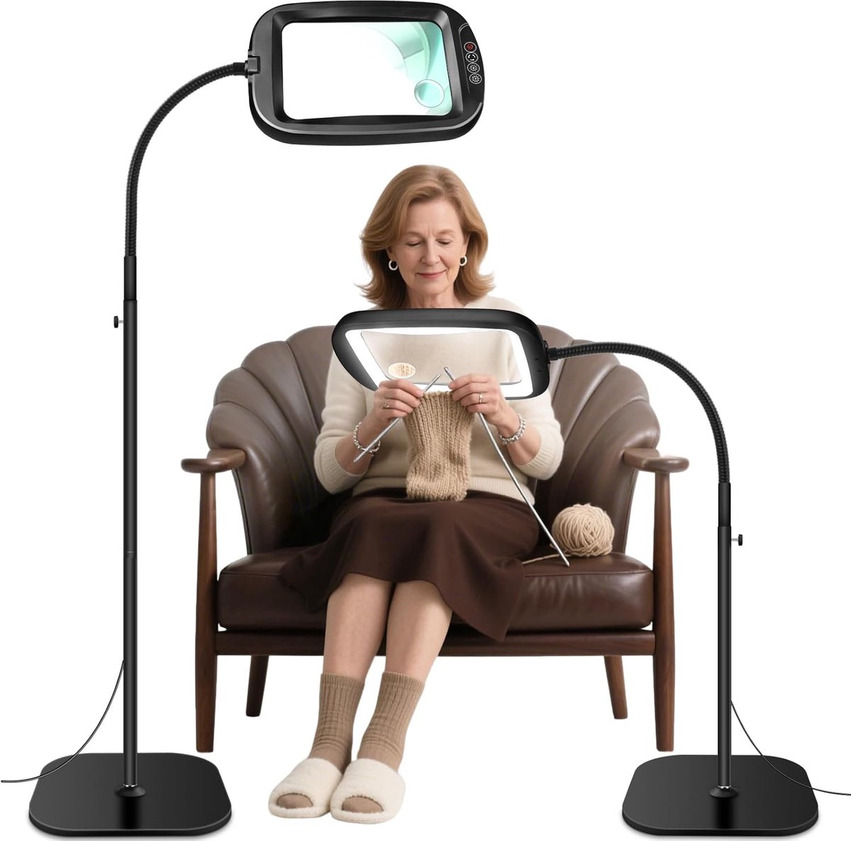 Thijox - 10x Vergrootglas met Licht en Standaard, 60 LED Bureaulamp, 5 Kleurtemperaturen, 4 Niveaus Helderheid, Perfect voor Diamantkunst, Naaien, Hob