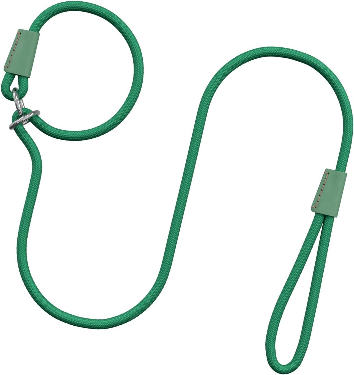 SnelShoppen - Hondenriem met Trekstop en Halsband 150 cm - Verstelbare Trainingslijn van Robuust Nylon Touw - Slip Lead Riem met Leren Handvat en Meta