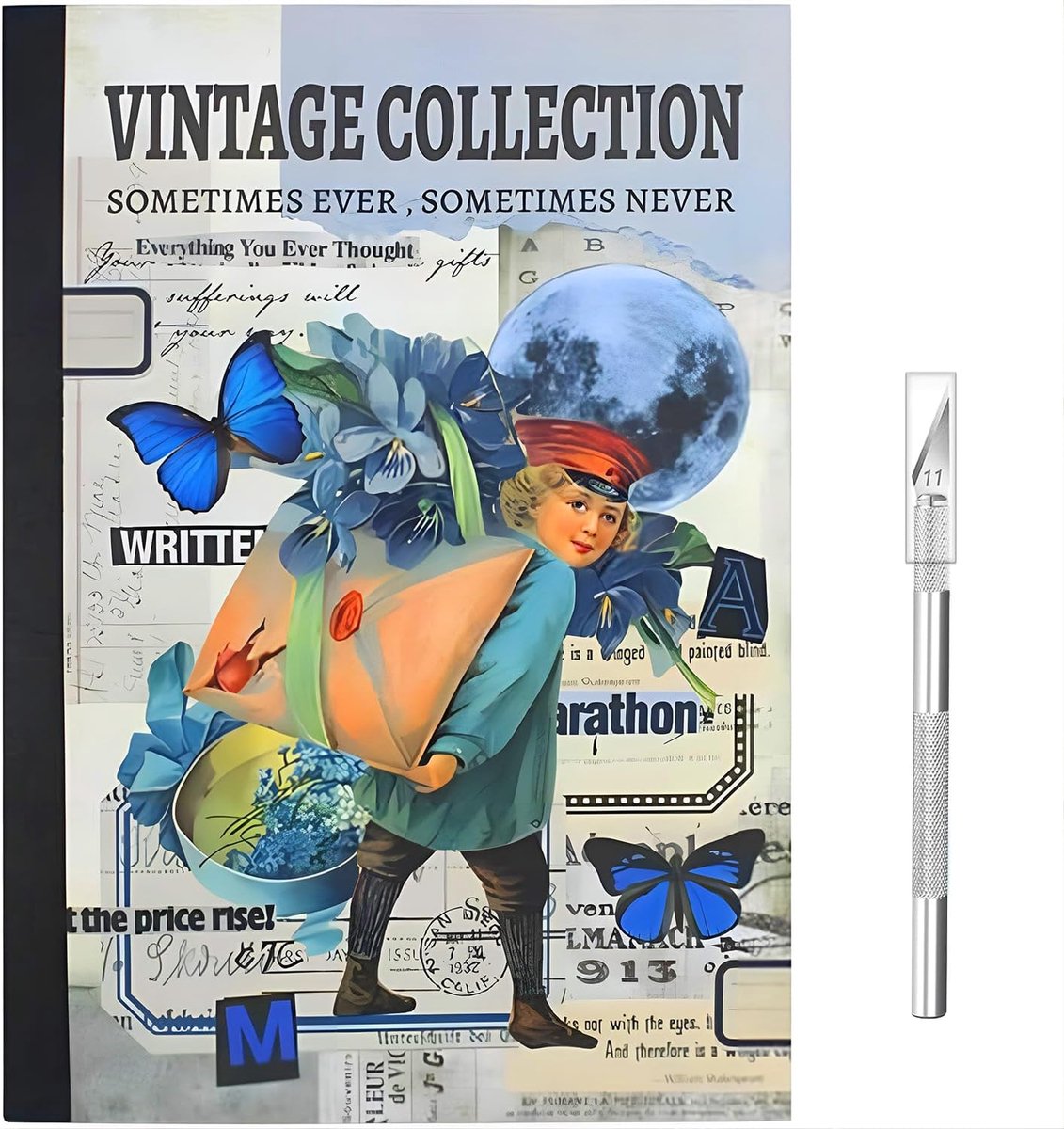 SnelShoppen - Scrapbooking Stickers 800+ Stuks Vintage Stickers voor Bullet Journal, Album, Kalender, Notitieboek, Blauw, 24 Vellen, Creatieve Accesso