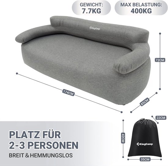 Thijox - Opblaasbare Sofa voor Outdoor Camping, Luchtsofa met Rug- en Armleuning, Comfortabele Opblaasbank voor Binnen, Buiten, Feesten, Reizen, Stran — afbeelding 2
