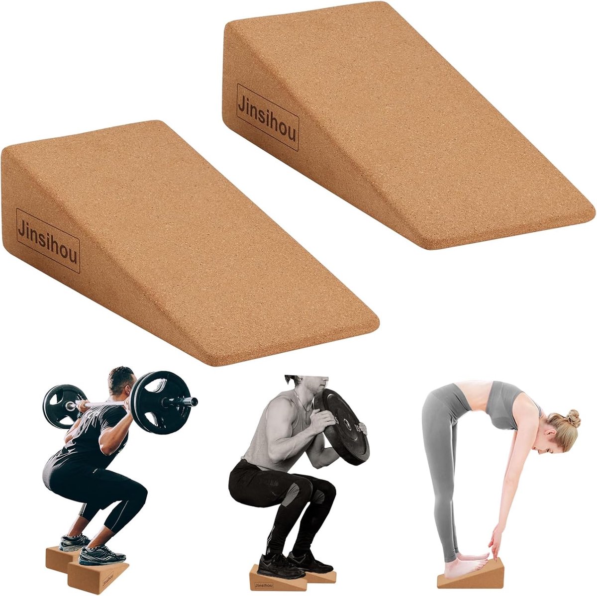 SnelShoppen - Calf Stretcher Set van 2 - Antislip Cork Leg Stretcher - Ideaal voor Yoga, Fysiotherapie, Spierversterking en Mobilisatie - Knie Wedge F
