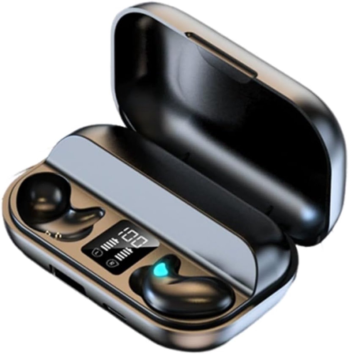 SnelShoppen - Draadloze Bluetooth Hoofdtelefoon met Bluetooth 5.3, 4 HD Microfoons, HiFi Stereo, 13.4 mm Speakers, LED Display, IPX7 Waterdicht - Perf