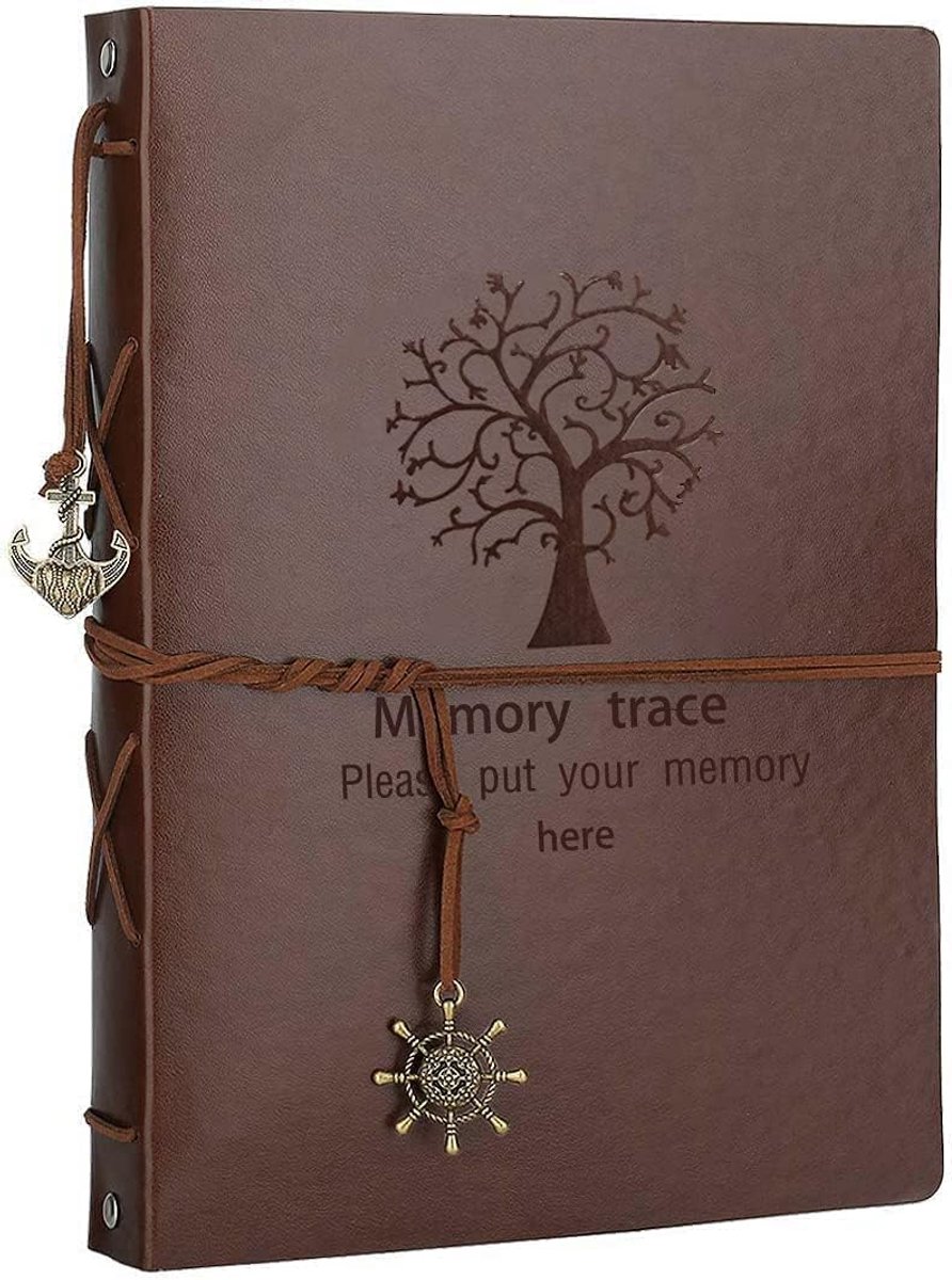 SnelShoppen - Vintage Leather Scrapbook Album - DIY Fotoalbum met Zwarte Pagina's - 30 Bladen/60 Pagina's - Perfect voor Verjaardagen, Huwelijken en H