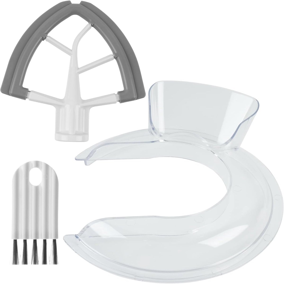 SnelShoppen - Casting Shield en Siliconen Paddle Mixer voor Keukenmachine, Plat Menghulp Geschikt voor 4.5 & 5qt KeukenAid, Hoogwaardige Aluminium Con