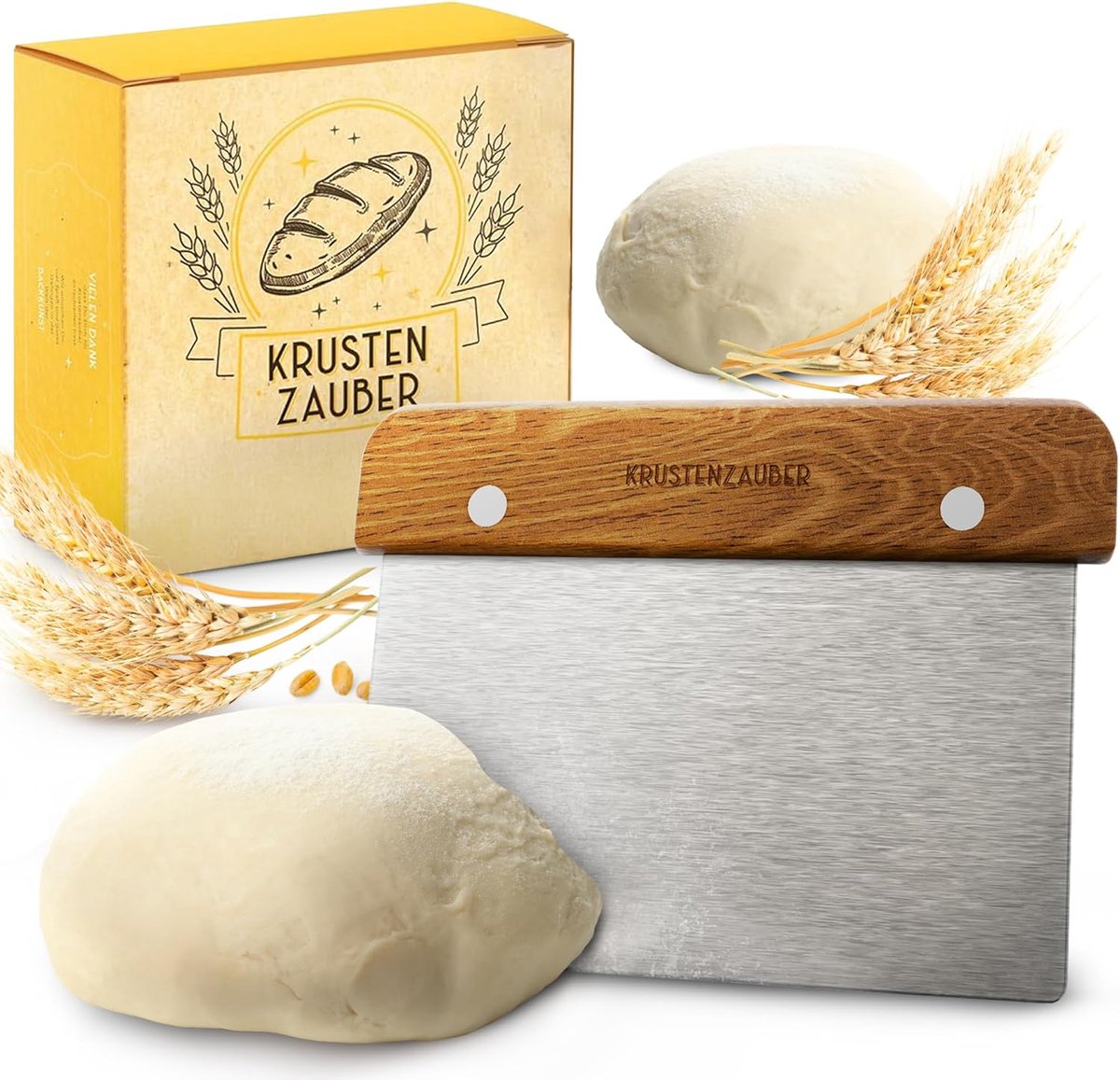 SnelShoppen - RVS Deegschraper 18cm met Houten Handvat, Duurzame Brood Bak Spatel voor Het Deelen en Vormen van Deeg in Keuken, Ideaal voor Hobby Bakk