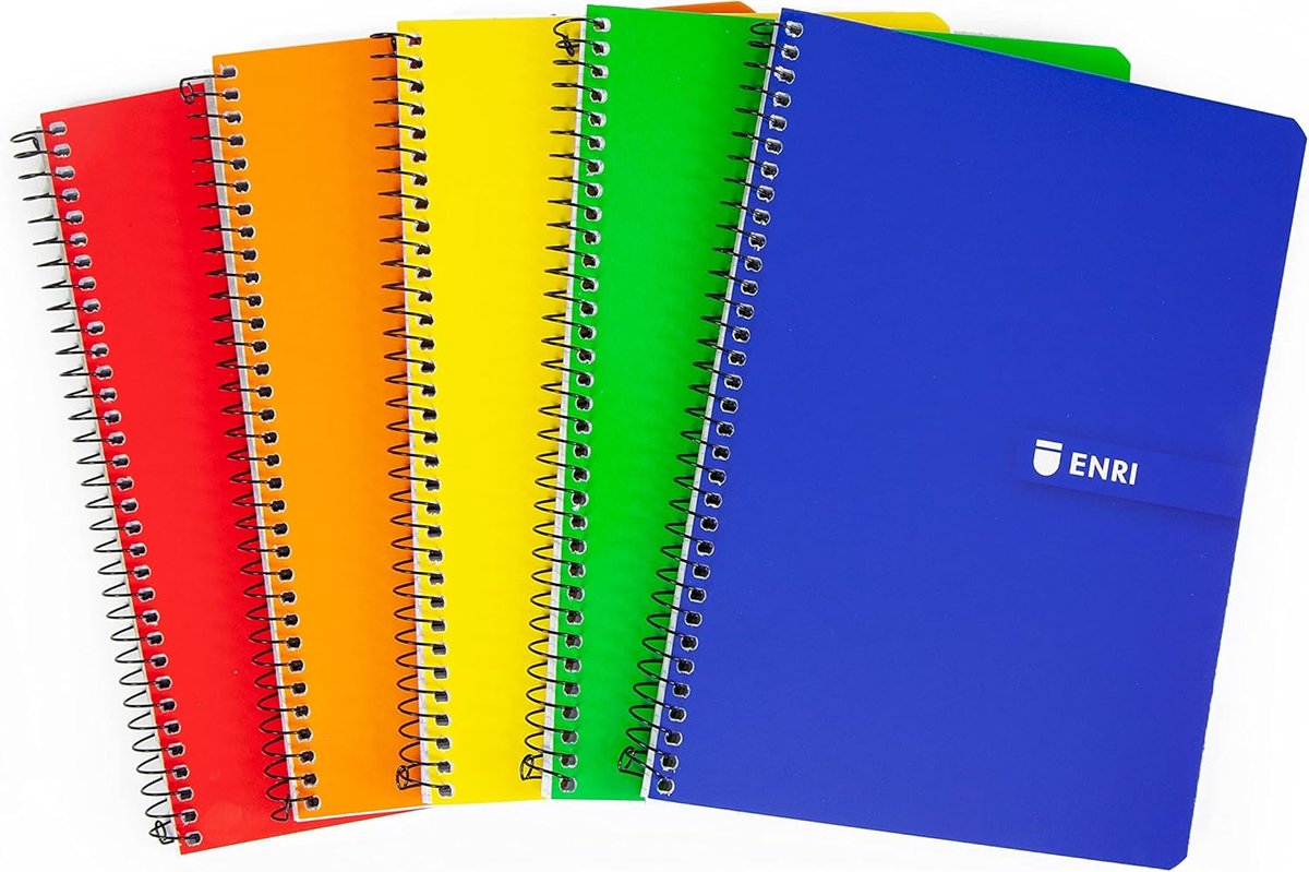 SnelShoppen - Notebooks A5 5-Pack Soft Cover 80 Vellen 3x3mm Gecheckt Assorted Kleuren voor School, Werk en Creatieve Projecten