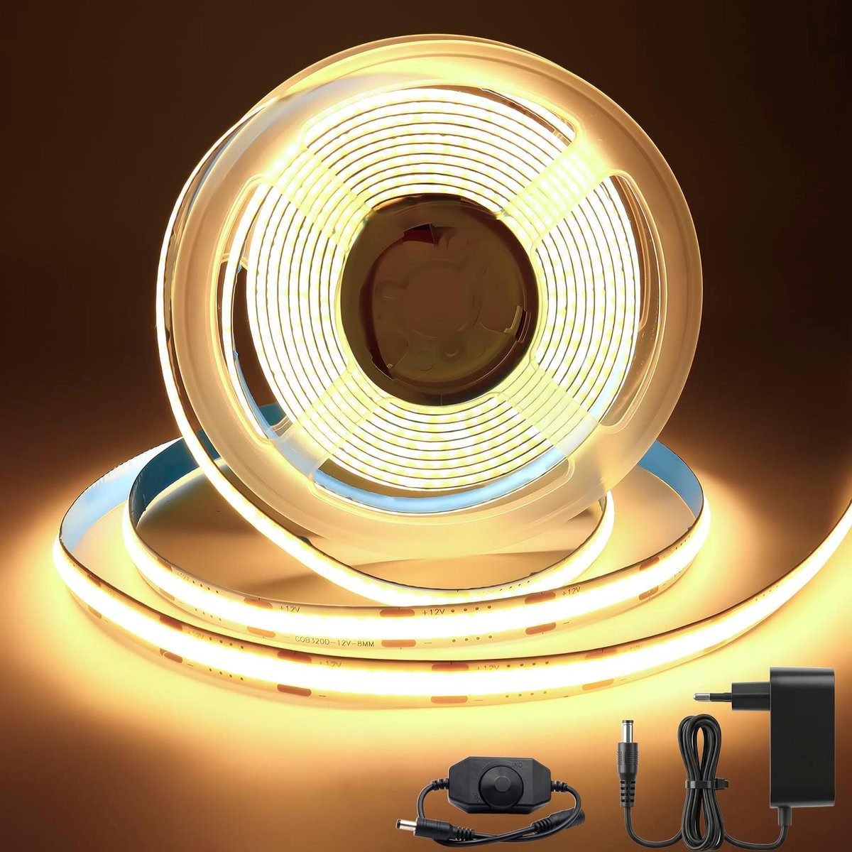 SnelShoppen - Dimbare LED Strip 3m Warm Wit 3000K - Hoogwaardige COB LED Tape 960LEDs/m voor TV Achtergrondverlichting en Interieurdecoratie