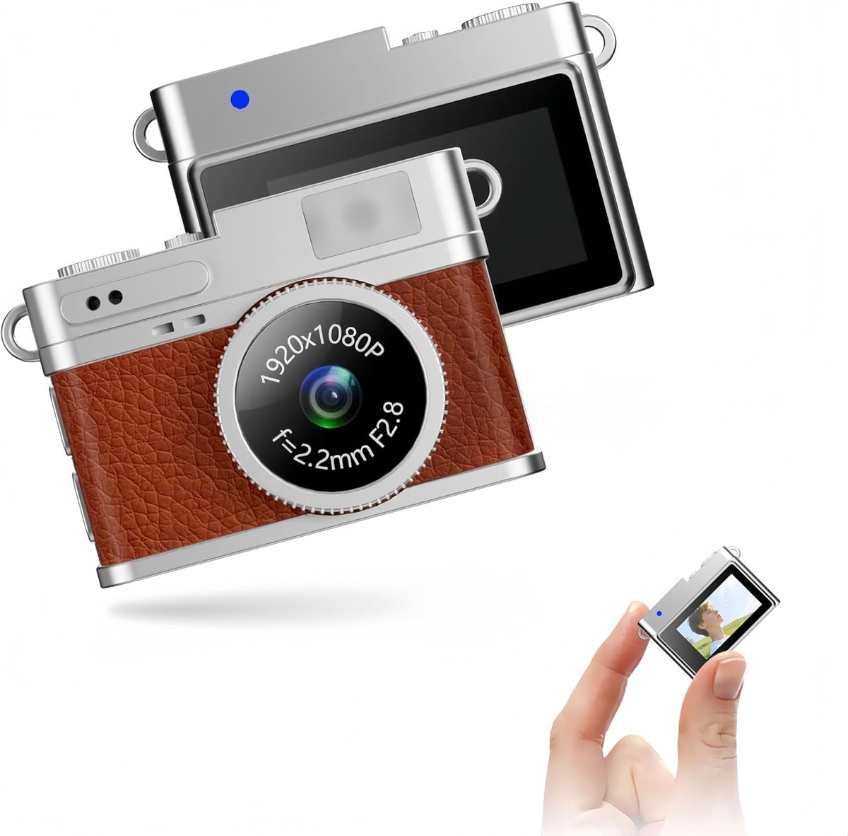 SnelShoppen - Retro Mini Camera Sleutelhanger 8MP Digitale Camera met Beeldstabilisatie, 0.96 Inch HD LCD, USB, 32GB Geheugenkaart, Perfect voor Feest