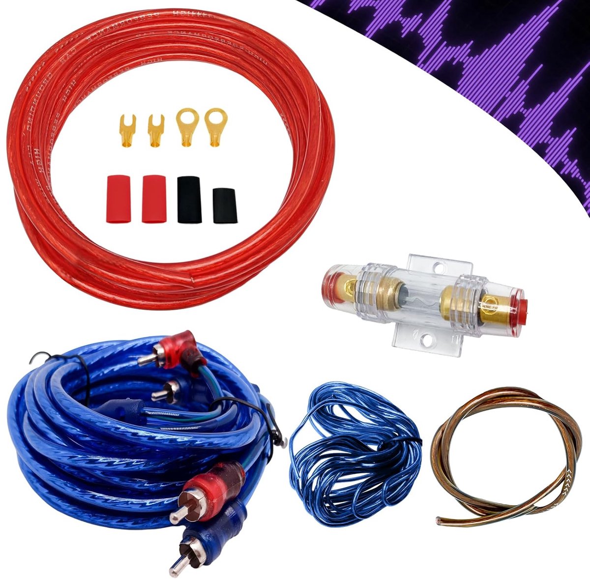 SnelShoppen - Subwoofer Kabel Auto-Audio Draad 10GA Versterker Kabelset 4,5 Meter Eindversterker Aansluitset Hoog-Fidelity Geluidskwaliteit