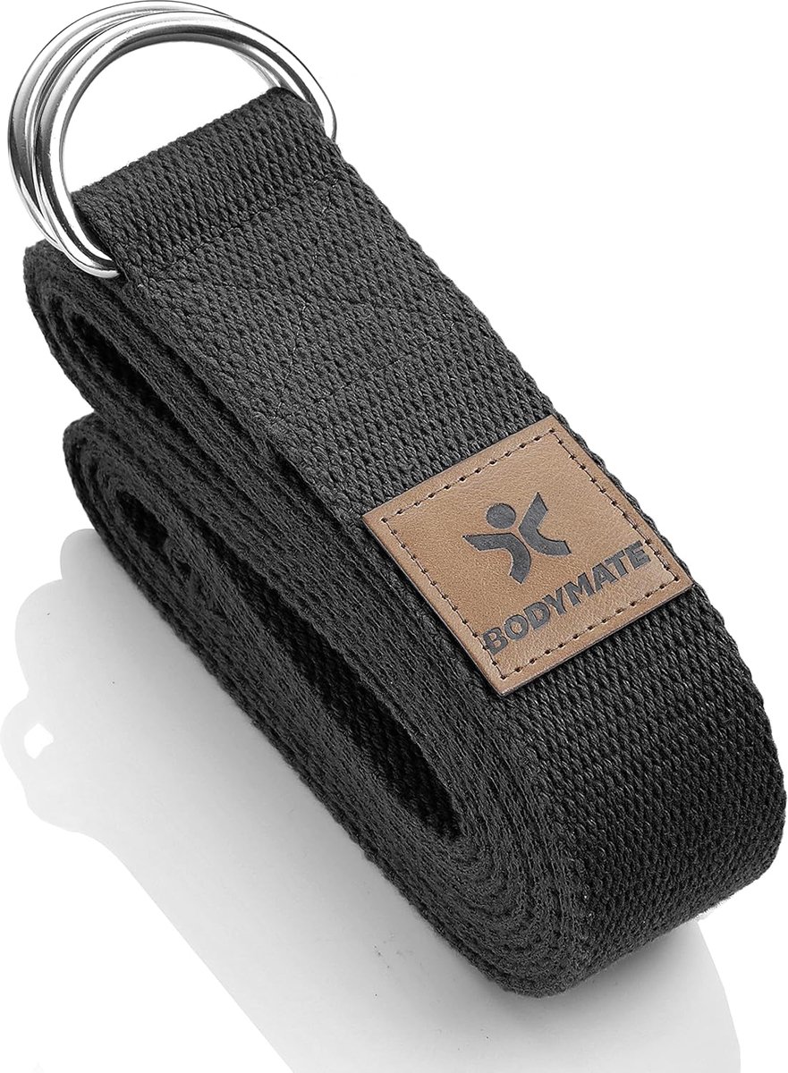 SnelShoppen - BODYMATE Yoga Belt - Yoga Strap van Natuurlijke Katoen - Duurzaam en Vegan - Perfect voor Yoga, Fitness en Pilates - Verbeterde Mobilite