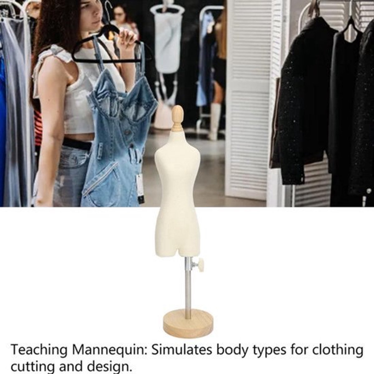 Kledingvorm Mannequin Torso Verstelbaar Display Lichaam Naaien Display Hulp met Been Split Pin Ontwerp Houten Stand voor Kleding