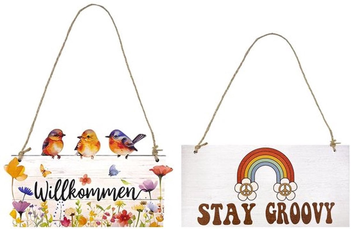 1 vogelteken en 1 plaquette, houten decoraties, huisdecoraties, retro decoraties, geschikt voor deuren, muren en ramen.
