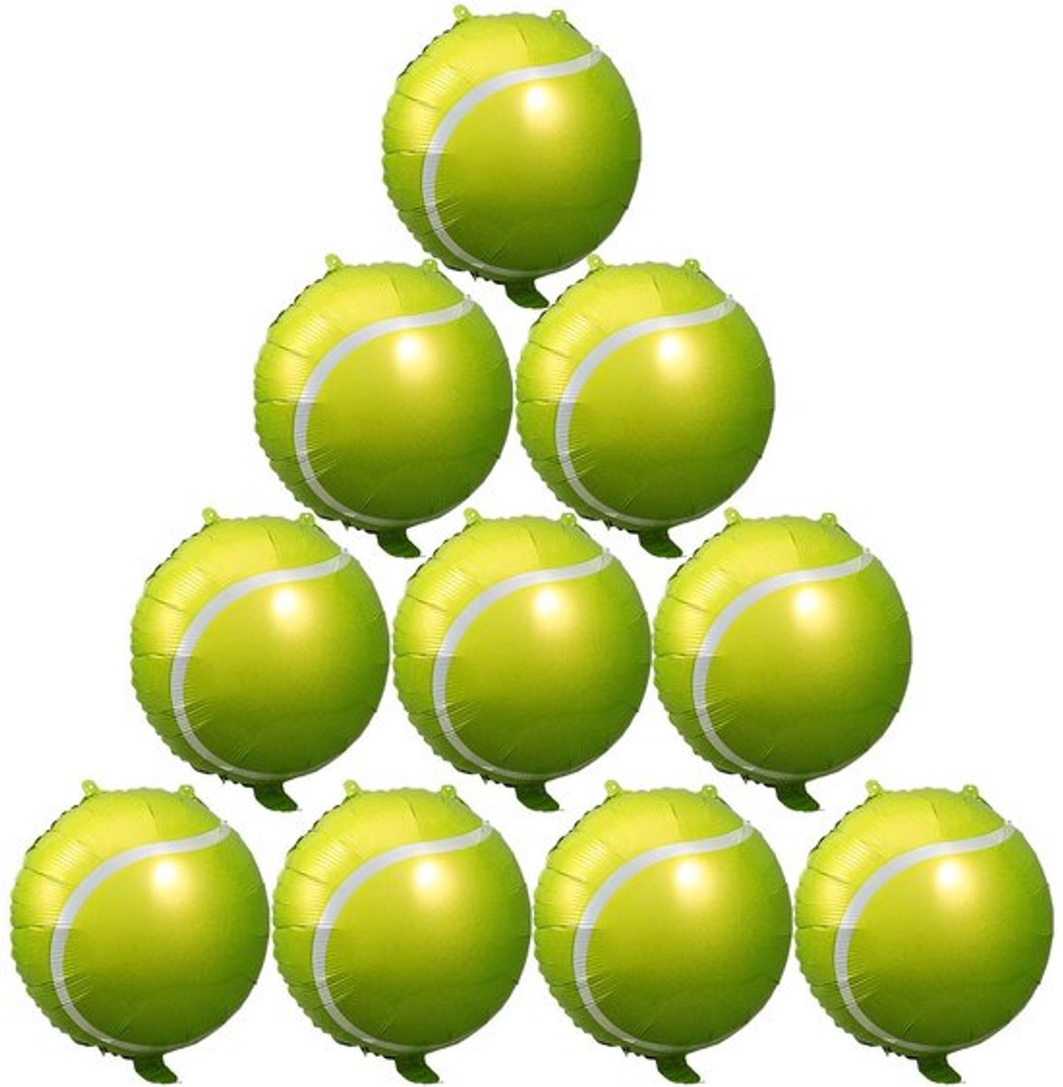 10 x tennisbalballonnen, groene folie-sportballonnen, tennisfeestdecoraties, 43 cm, 17,7 inch, verjaardagsfeestje gastgeschenken