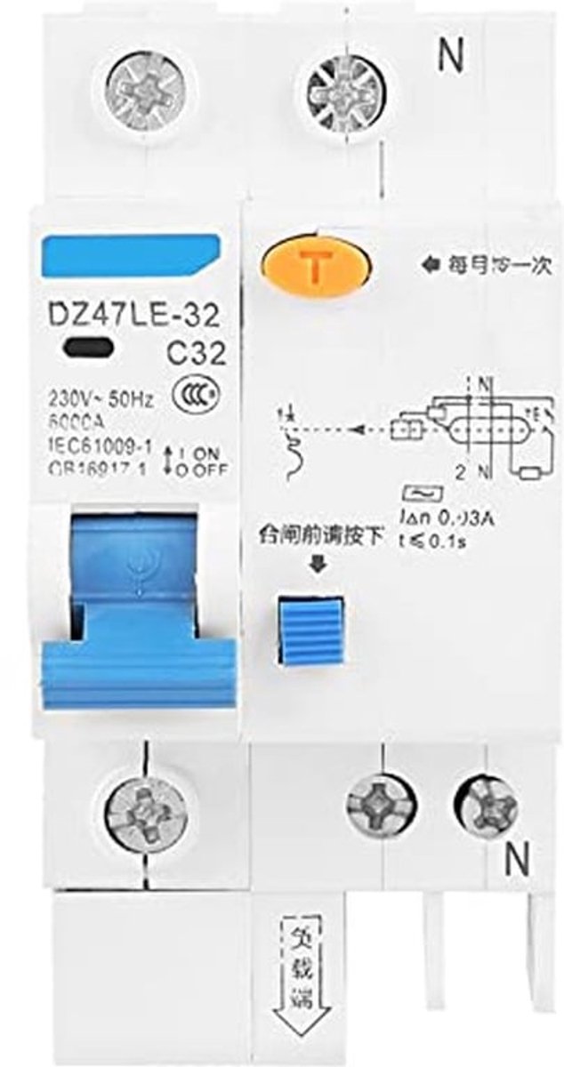 30mA 230V 1P + N C32 RCCB RCCB RCD