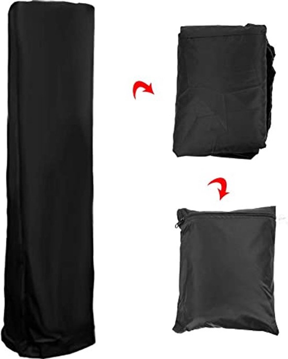 Warmte Heater Cover Ademend Oxford Terras Heater Cover Waterdichte Cover voor Paddenstoel Heater, Piramide Vrijstaande Terras Heater, Zwart (221 x 61 x 53 cm)