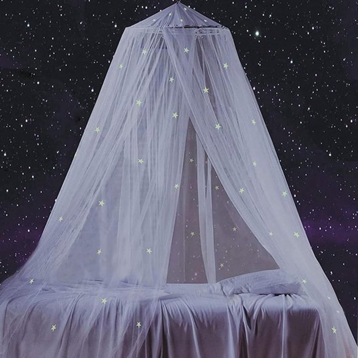 Hemeltje - 60*250*1250cm - Klamboe - Klamboetent - Muskietennet - Koepel bedgordijnen - Anti-Muggen - Hemelbed voor Kinderkamer of Volwassenen - Wit - Polyester