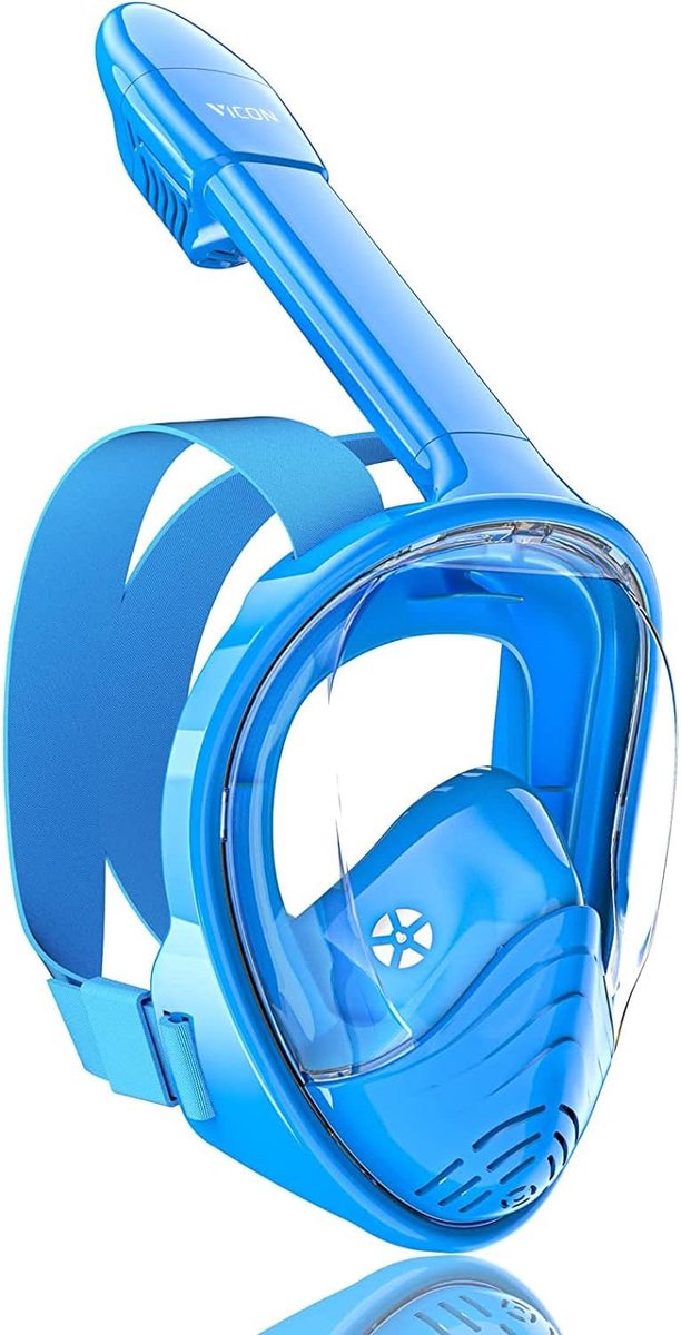 SnelShoppen - Snorkelmasker voor Kinderen 4-12 Jaar - Full Face Duikmasker Blauw - Kindersnorkelset met Duikbril en Snorkel - Perfect voor Vakantie en