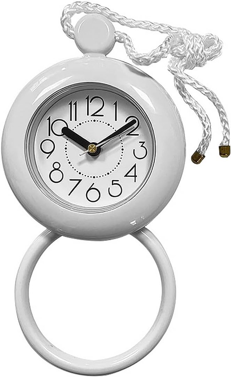 SnelShoppen - Waterdichte Badkamer Klok met Handdoekhaak - Compacte Keuken Timer Klok - 120mm Diameter - Wit - Ideaal voor Badkamer, Keuken en Slaapka