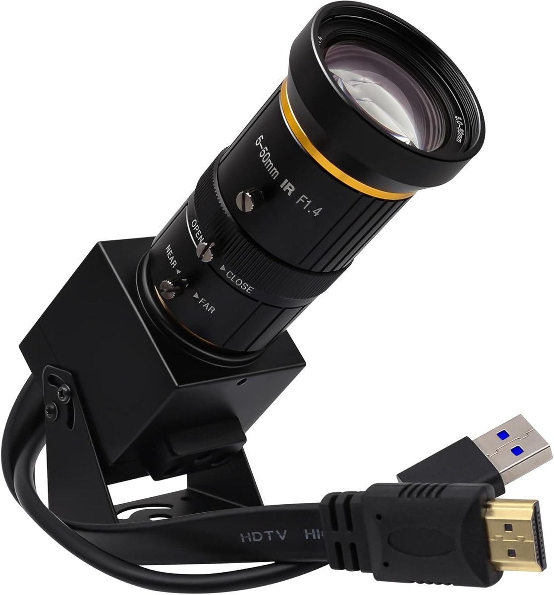 SnelShoppen - 4K 60fps USB3.0 Streaming Webcam met 10X Optische Zoom, H.264 Videocamera voor Computer, Raspberry Pi, Monitor, Telelens 5-50mm