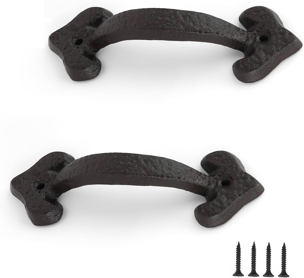 SnelShoppen - 2 Stuks Vintage Deurgrepen 17 cm Zwart Gietijzer met Hart Design - Robuuste Deurklinken voor Schuurdeuren, Kasten, Garagedeuren, Buitend