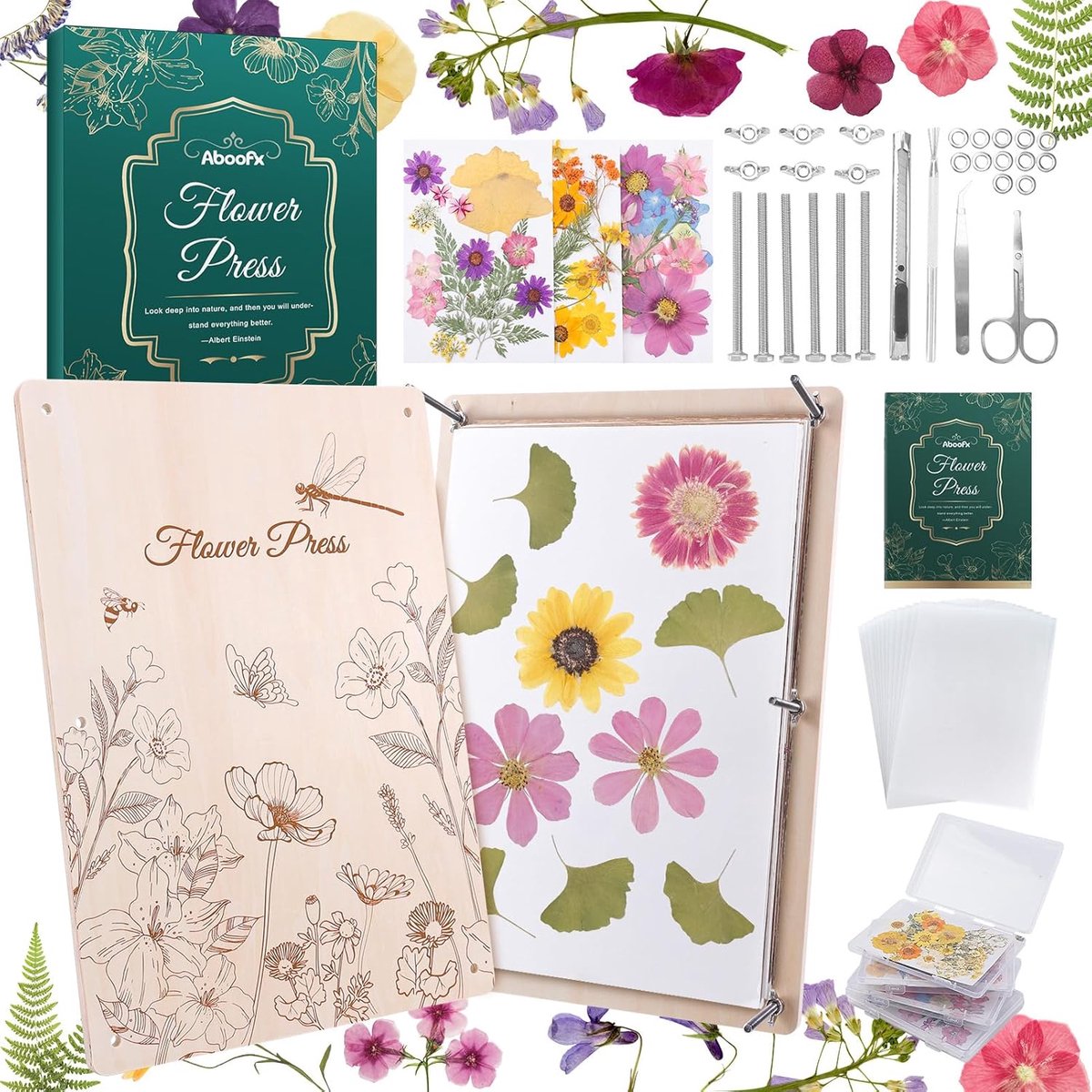 SnelShoppen - Aboofx Flower Press Kit - Bloemenpers Set voor Droogbloemen - Creatief Hobbyen, Tuin en Knutselen - Inclusief Accessoires en Handleiding