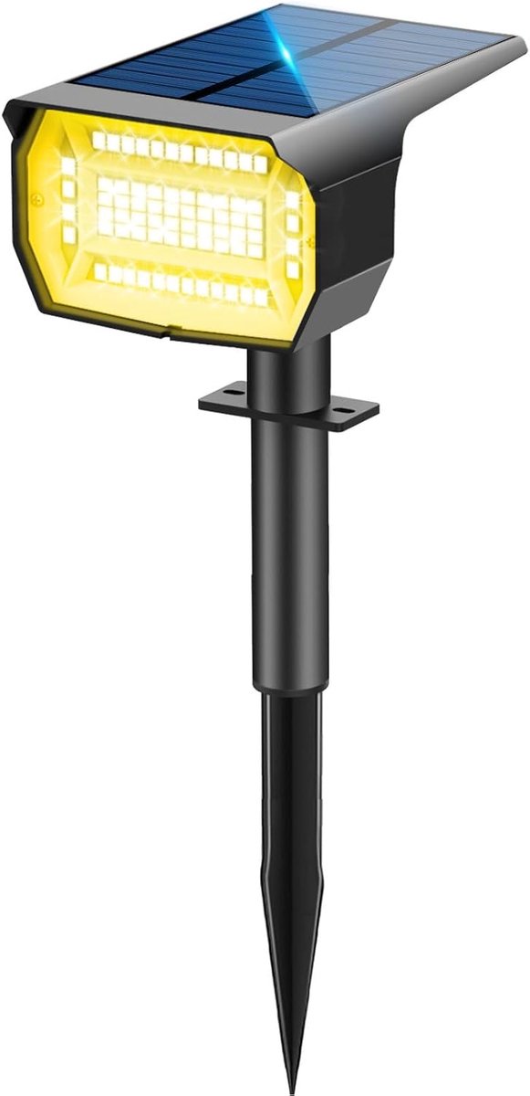 SnelShoppen - Outdoor Solar Light 72 LEDs, 3 Modes, IP67 Waterproof, 3000K, Tuin Spotlights, 2 in 1 Functie voor Buiten, Oprit, Pad, Tuin, Terras, Ver