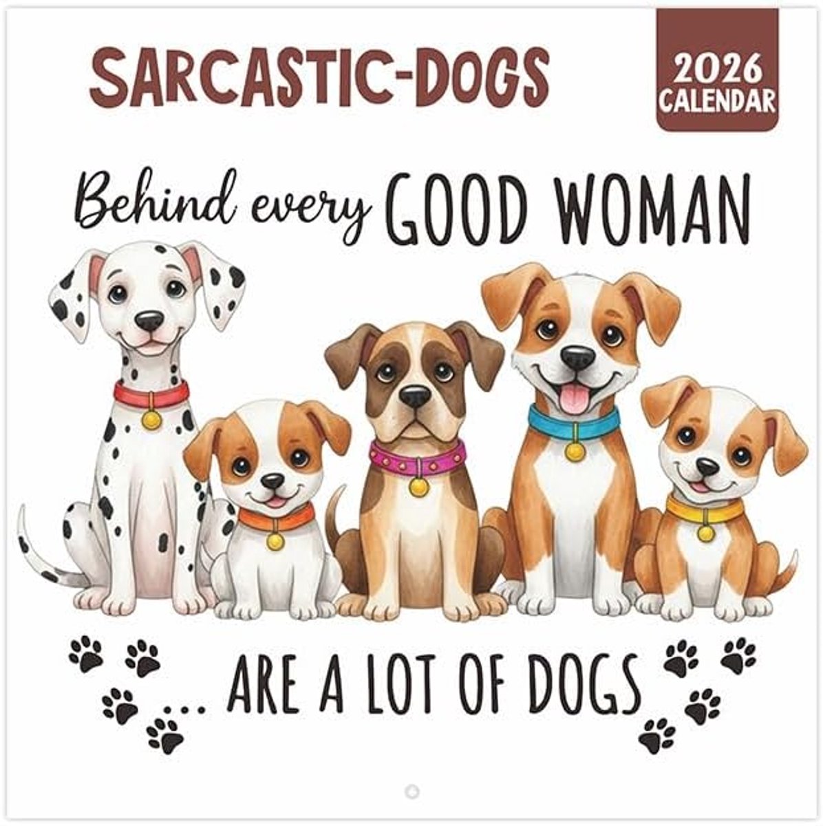 SnelShoppen - Grappige Honden Kalender 2026, Wandkalender met Caricaturen en Sarcastische Teksten, Desk Kalender voor Thuis, Kantoor en Hotels, 12 Maa