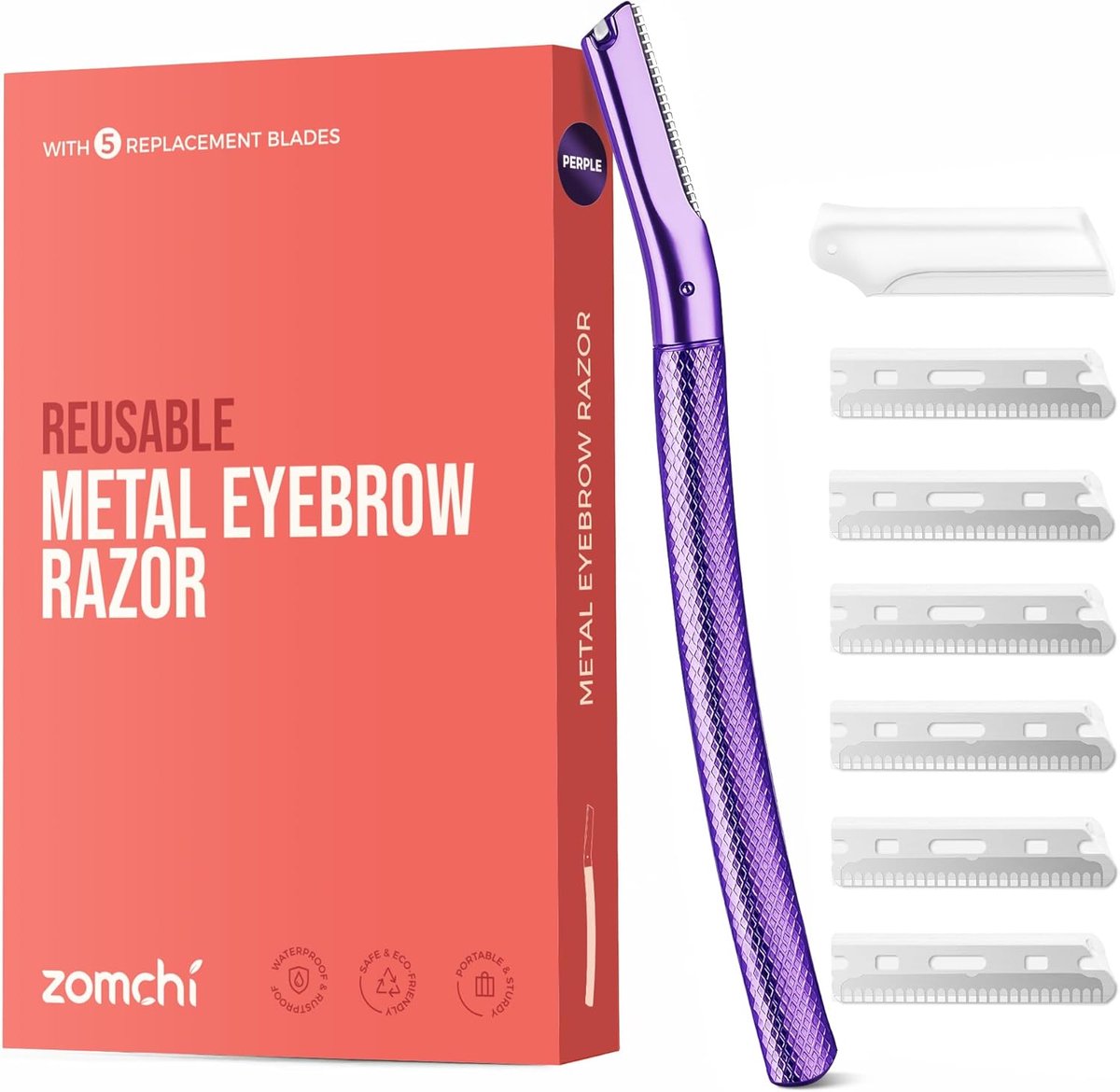 SnelShoppen - Eyebrow Razor en Facial Razor Blades voor Vrouwen en Mannen, 6 Stuks, Precisie Trimmer in Paars voor Perfecte Wenkbrauwen en Glad Gezich