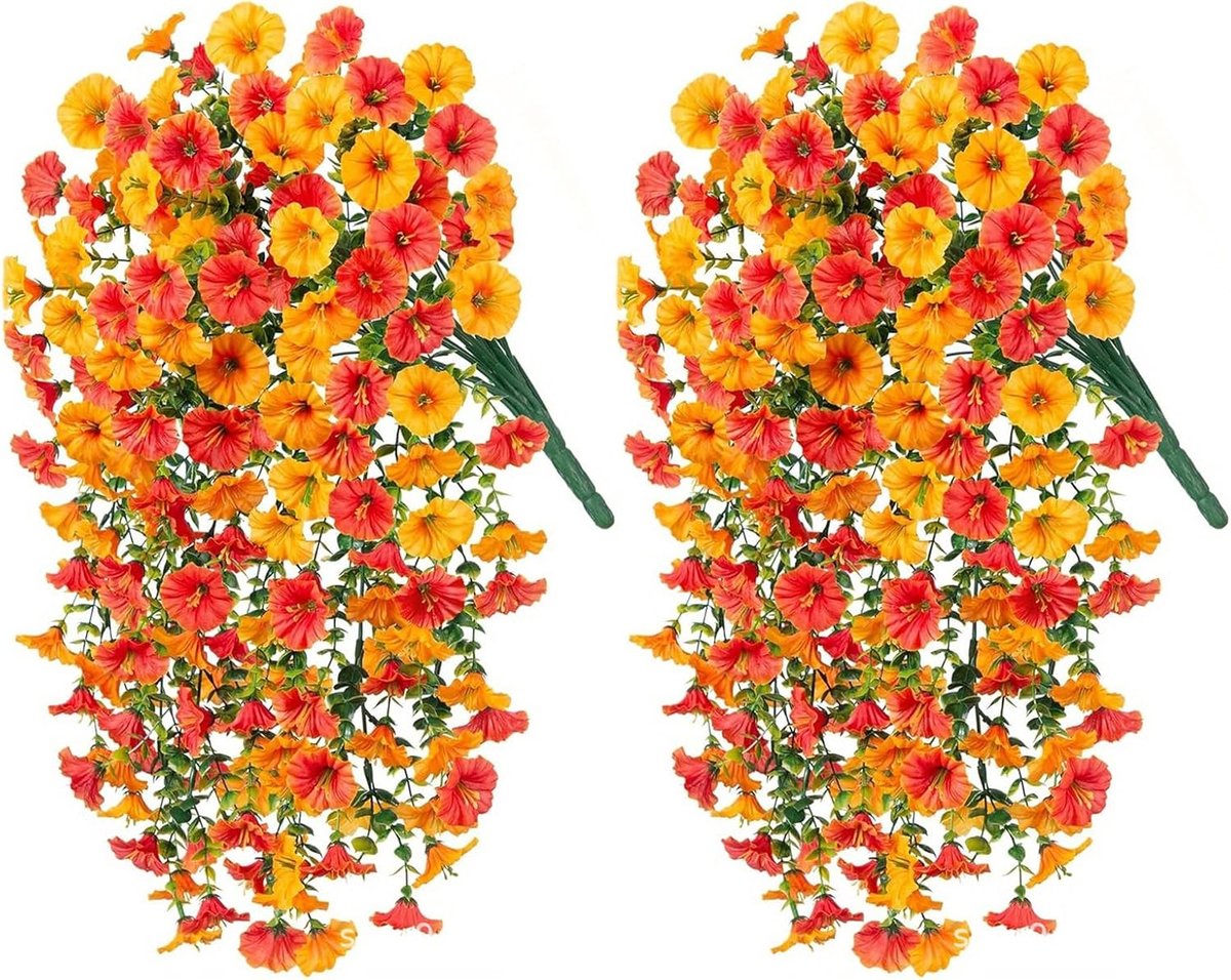 SnelShoppen - 2 Stuks Kunstbloem Guirlande Decoratie - 50cm Gele Morning Glory PVC voor Halloween en Herfst Decoraties - Makkelijk te Gebruiken voor B