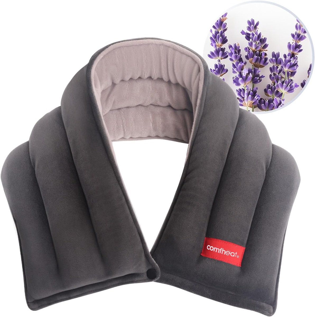 SnelShoppen - Magnetische Verwarmingskussen Voor Nekpijn, Vochtige Warmtecompress, Magnetron Nekwarmer Wrap, Spierontspanning, Lavendelgeur, 60 x 13 c