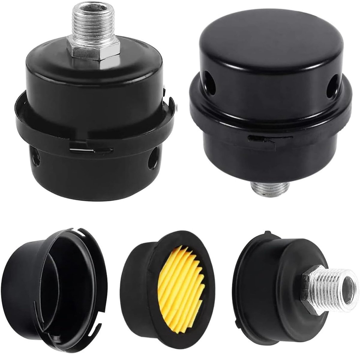 SnelShoppen - Air Compressor Filter 2-Pack - 3/8" 16mm Draad Suction Silencer - Hoogwaardige Metaal Luchtdemper - Voor Efficiënte Aircompressor