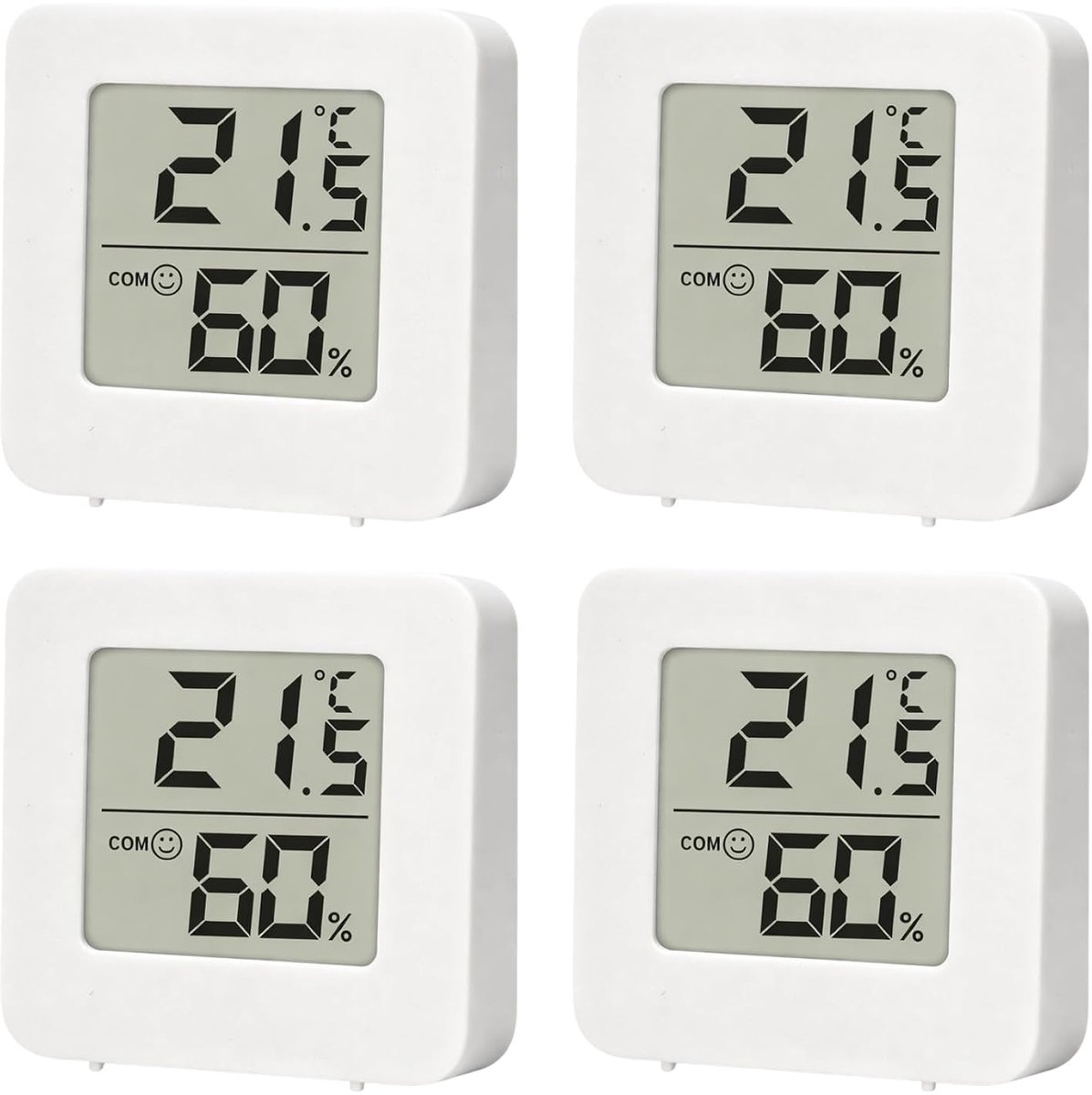 SnelShoppen - Mini Thermometer LCD Digitale Hygrometer Set van 4 - Nauwkeurige Temperatuur en Vochtigheid Meter voor Binnen - Compact voor Babykamer,