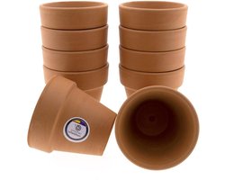 Klei Bloempotten - Terracotta Potten - Planten Verzorgen - Drainage Gat - 10 Stuks 9.5cm - Rood