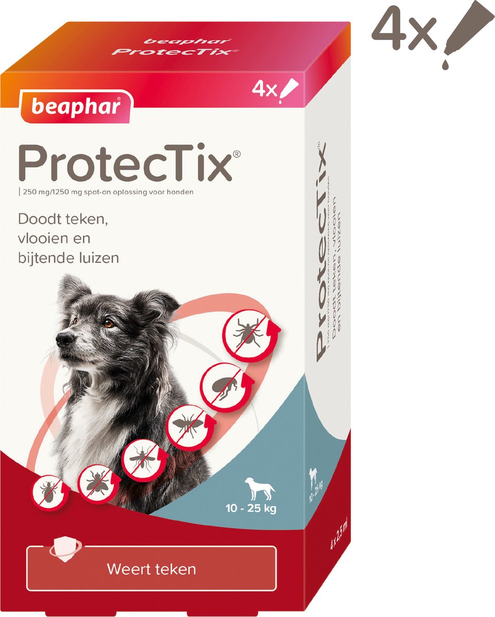 Beaphar ProtecTix Hond Anti Vlo & Teek 10-25 kg - 4 pipetten