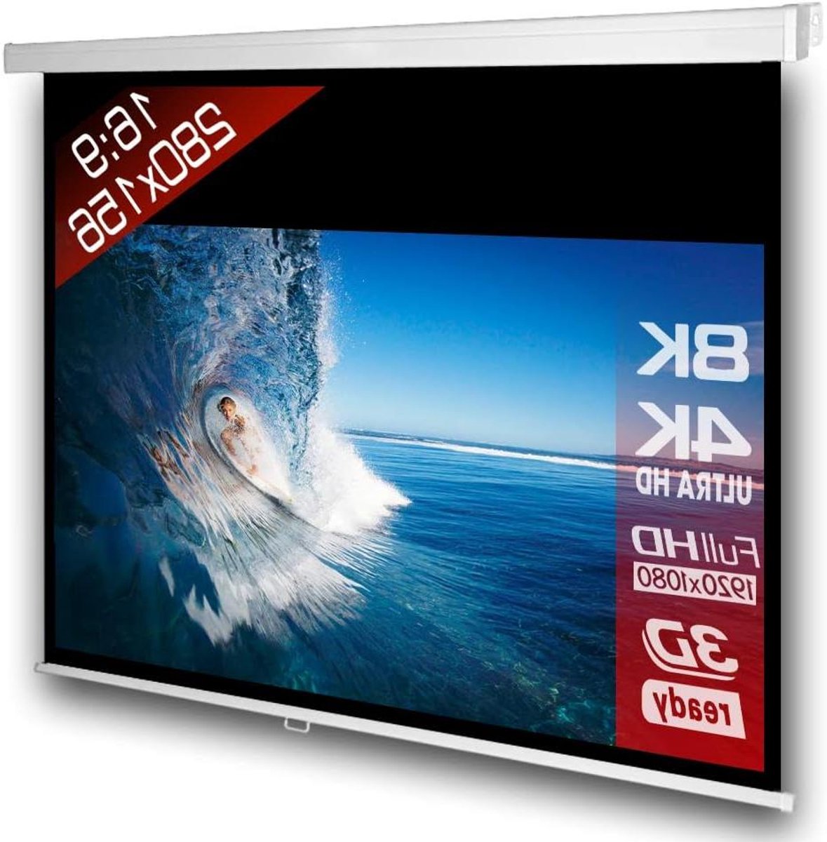 Projectiescherm Handmatig - Beamer Scherm - Thuisbioscoop Presentaties - Fijnstructuur Doek - 280 x 204 cm - Wit