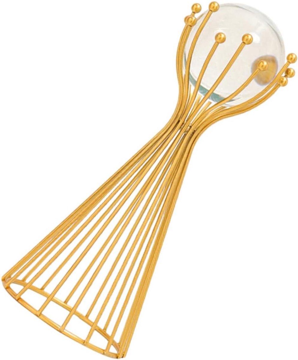 Kristallen Bol - Decoratie Ornament - Bureau Decoratie - Met IJzeren Standaard - 28 cm Hoog - Goudkleurig