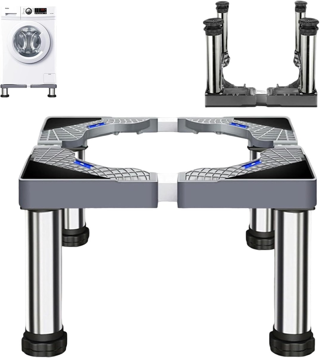 SnelShoppen - Universele Wasmachine Stand, Verstelbare Wasmachine Pedestal tot 300K/661LBS, Met 4 Stabiele Voeten & Schokabsorptie voor Koelkast, Wasm