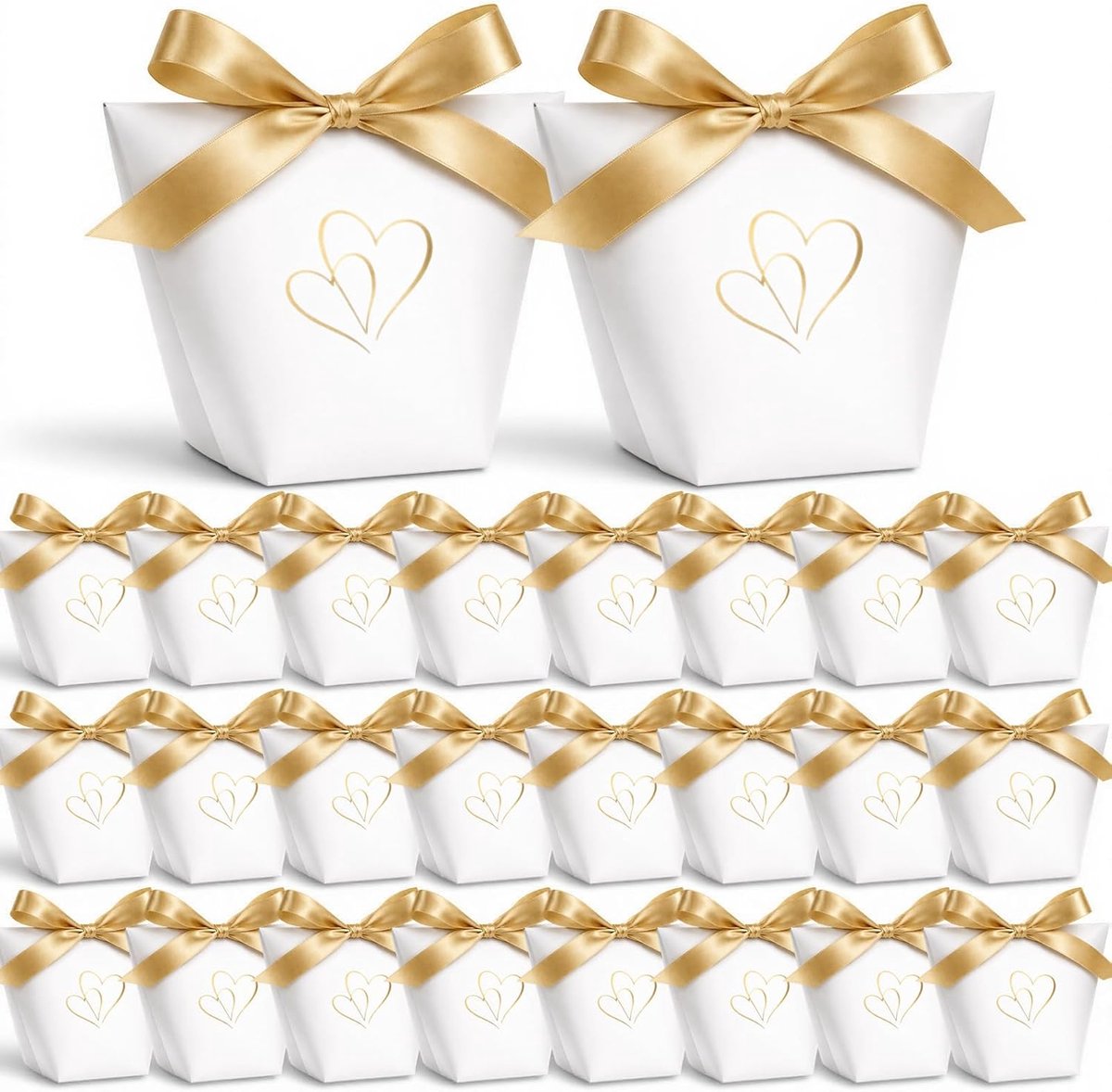 SnelShoppen - 50 Sets Bruiloft Favors Dozen met Strik - Elegante Cadeau Dozen voor Doop, Bevestiging, Eerste Communie, Verloving, Bruiloft, Verjaardag