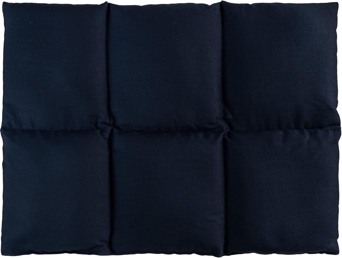 SnelShoppen - Johannispitkussen Groot 40x30cm - Donkerblauw Warmtekussen met 6 Kamers - Korrelkussen voor Magnetron en Oven - Perfect voor Rug, Buik,