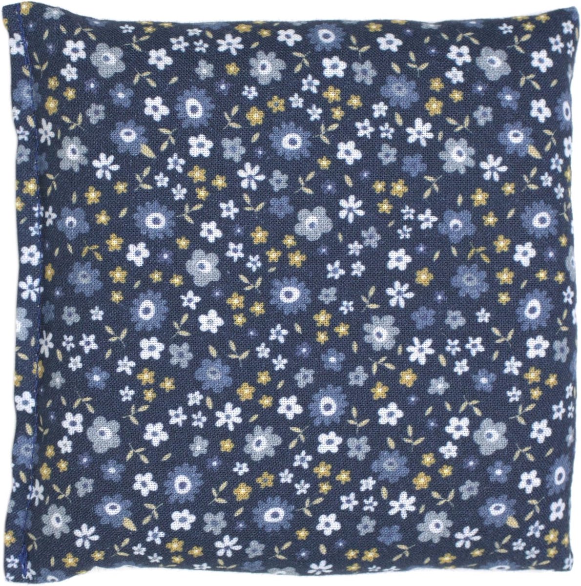 SnelShoppen - Lijnzaadkussen 12x12cm - Biologisch Katoen - Warmte- en Koud Kussen - Ideaal voor Ontspanning en Pijnverlichting - Blauw met Bloemen